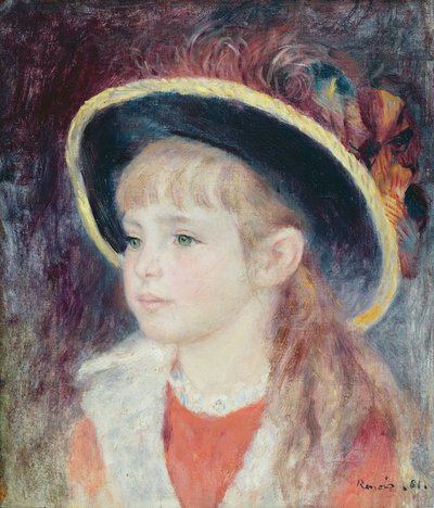 Porträt eines jungen Mädchens mit blauem Hut, 1881 von Pierre Auguste Renoir
