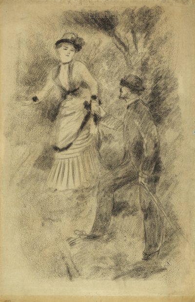 Der Abstieg vom Gipfel: Jean Martin stützt Hélène, die Tochter des Bankiers, 1881 von Pierre Auguste Renoir