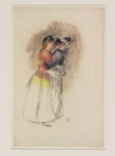 Zwei Frauen gehen nach rechts, um 1890 von Pierre Auguste Renoir