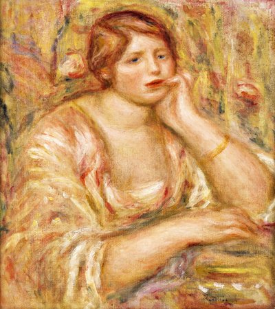 Frau mit Hand am Gesicht, 1919 von Pierre Auguste Renoir