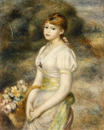 Junges Mädchen mit einem Blumenkorb, 1888 von Pierre Auguste Renoir