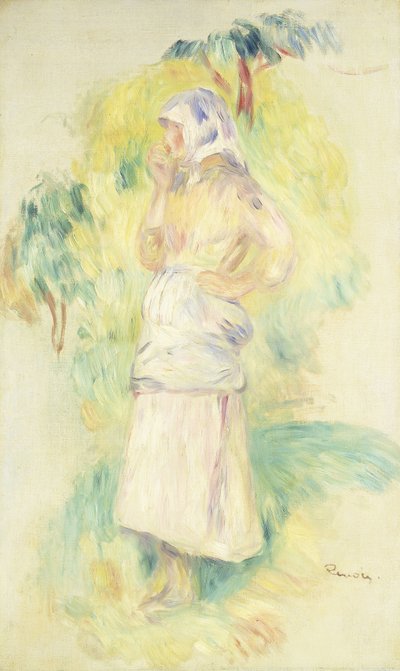 Junge Bäuerin isst einen Apfel von Pierre Auguste Renoir