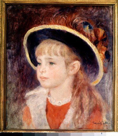 Junges Mädchen mit blauem Hut: Porträt von Jeanne (Jane) Henriot (1878-1900) von Pierre Auguste Renoir