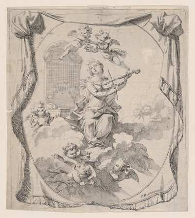 Die heilige Cäcilia auf Wolken von Engeln getragen, 1696 von Pierre Berchet