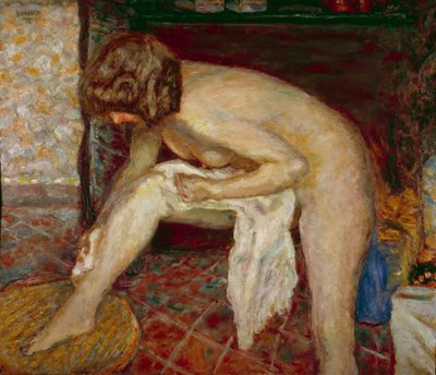 Nackt bei seiner Toilette vor dem Kamin von Pierre Bonnard