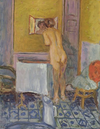 Akt mit rotem Tuch (Akt bei ihrer Toilette) von Pierre Bonnard
