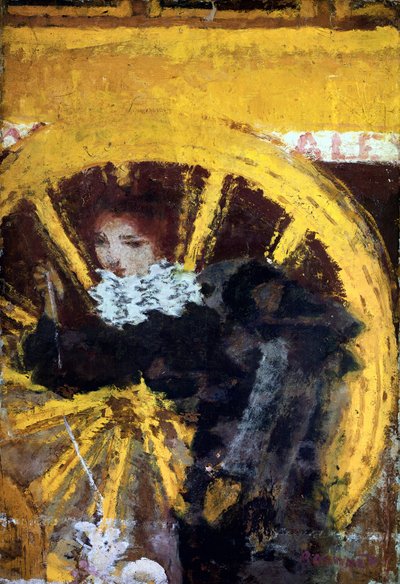 Der Omnibus Junge Frau und ihr Hund in der Nähe der Räder einer Kutsche von Pierre Bonnard
