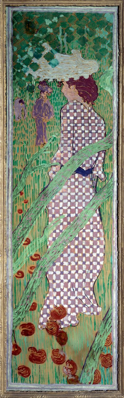 Frau mit quadrilliertem Kleid von Pierre Bonnard
