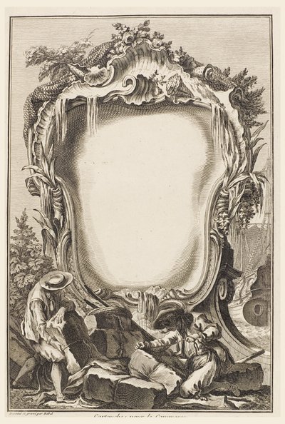 Kartusche für den Handel (Kartusche umgeben von Elementen des Seehandels) von Pierre Edme Babel