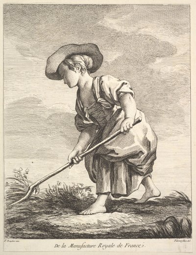 Kleines Mädchen bei der Feldarbeit, aus Premier Livre de Figures d