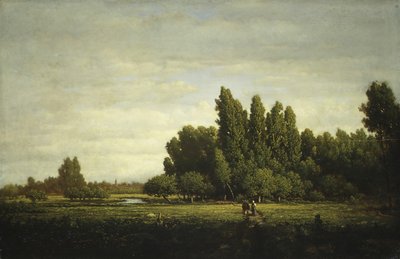 Eine von Bäumen gesäumte Wiese, ca. 1845 von Pierre Etienne Theodore Rousseau