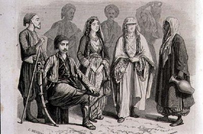 Anatolische Tracht in den 1860er Jahren, graviert von Stephane Pannemaker von Pierre Eugene (after) Grandsire