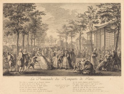 Der Spaziergang auf den Pariser Stadtmauern von Pierre Francois Courtois after Augustin de Saint Aubin