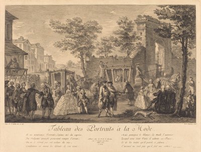 Tafel der Modeporträts von Pierre Francois Courtois after Augustin de Saint Aubin
