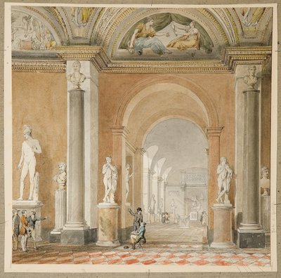 Der alte Saal des Apollon von Belvedere im Louvre von Pierre Francois Leonard Fontaine
