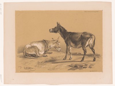 Studie von zwei Eseln von Pierre Frédéric Lehnert