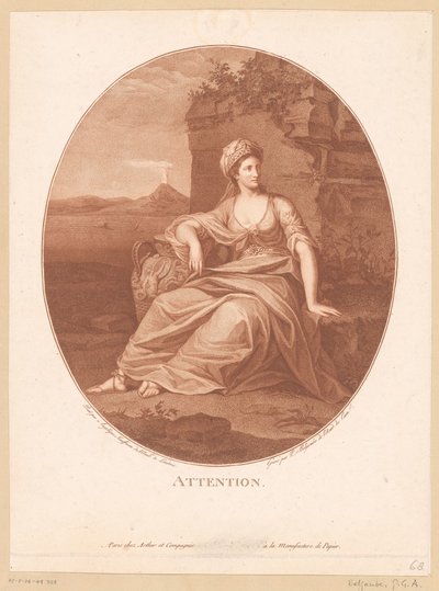 Antike weibliche Figur in Vulkanlandschaft von Pierre Guillaume Alexandre Beljambe