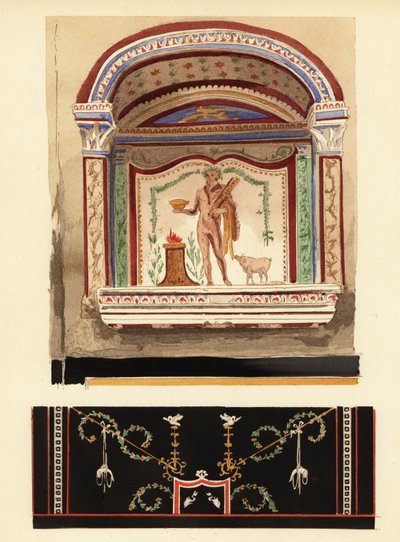 Lararium-Nischenmalerei, dem Herkules gewidmet, in einem Anbau (Casa del Cenacolo, V von Pierre Gusman