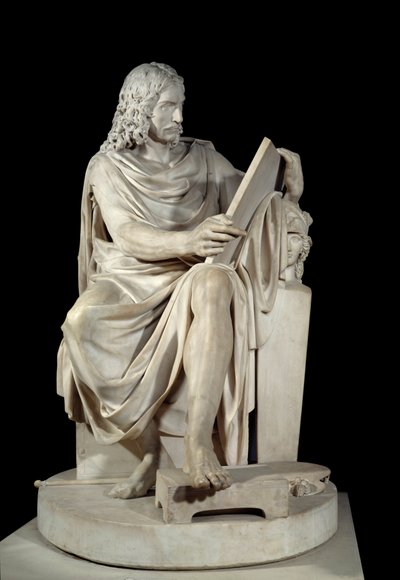 Der französische Maler Nicolas Poussin. Marmorskulptur von Pierre Julien von Pierre Julien