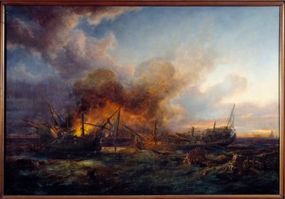 Kampf des Aufsehers und Quebec im Jahr 1779. Gemälde von Pierre Gilbert. Brest, Musée des Beaux Arts von Pierre Julien Gilbert