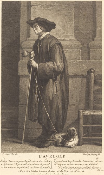 Der blinde Bettler von Pierre Louis de Surugue after Jean Siméon Chardin
