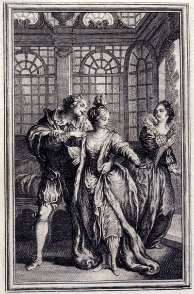 La fiancée du roi de Garbe - in „Tales et nouvelles en vers“ von Jean La Fontaine. 1776. Illustration von P.P. Choffard von Pierre Philippe Choffard