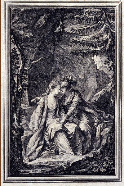 Die Braut des Königs von Garbe - in „Tales et nouvelles en vers“ von Jean La Fontaine. 1776. Illustration von P.P. Choffard von Pierre Philippe Choffard