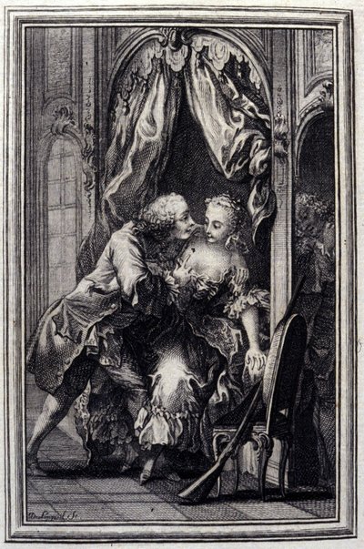 Les quiproquos - in „Tales et nouvelles en vers“ von Jean La Fontaine. 1776. Illustration von P.P. Choffard von Pierre Philippe Choffard