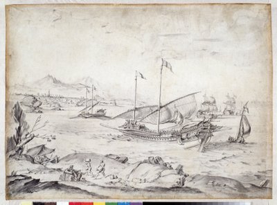 Schiffe im Hafen von Marseille von Pierre Puget