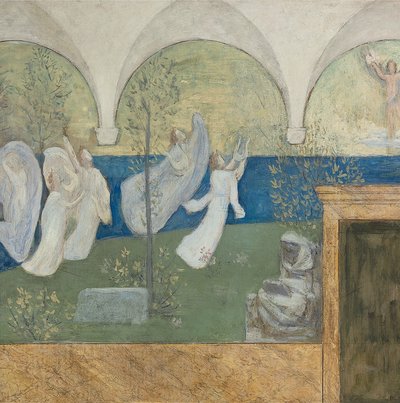 Detail aus einem vorbereitenden Gemälde für Les Muses inspiratrices acclament le Génie, Messager de Lumière, 1895 von Pierre Puvis de Chavannes