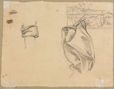 Studien von Draperien und Landschaftsstudie, 1800er von Pierre Puvis de Chavannes