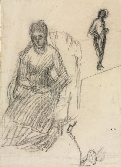 Studie von Madame Marie Cantacuzène; Studie einer stehenden weiblichen Aktfigur von Pierre Puvis de Chavannes