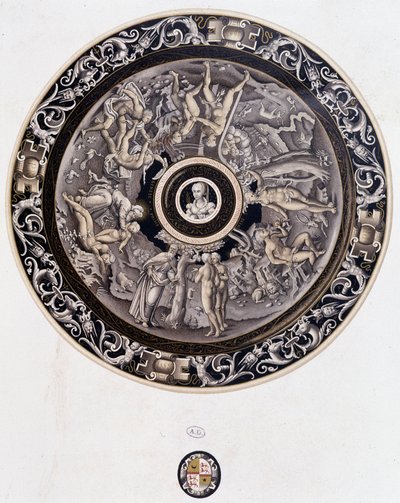 Porzellanteller aus dem 16. Jahrhundert, der die Genesis darstellt, von Pierre Reymond, Limoges von Pierre Reymond