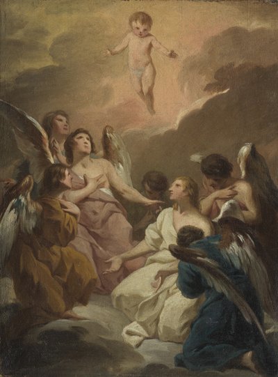 Sieben Engel, die das Christkind anbeten von Pierre Subleyras