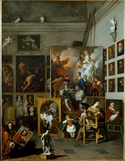 Das Atelier des Künstlers (Öl auf Leinwand, ca. 1740) von Pierre Subleyras