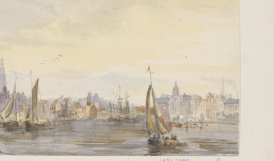 Ansicht einer Stadt am Wasser von Pierre Tetar van Elven