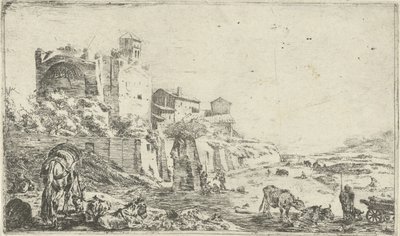 Ruinen des Tempels der Venus und Roma von Pieter Bodding van Laer