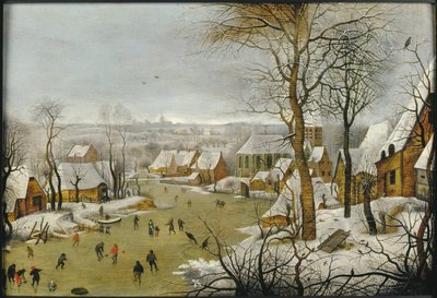 Winterlandschaft mit einer Vogelfalle und die Flucht nach Ägypten, 1622 von Pieter Brueghel the Younger
