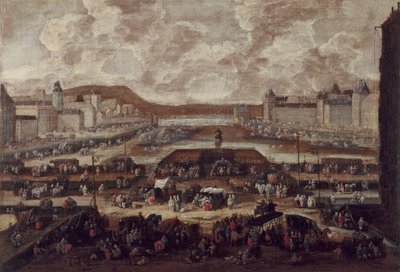 Der Pont-Neuf, die Seine und der Louvre, um 1670 von Pieter Casteels