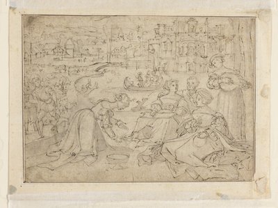 Recto- Der Monat April (Figuren in einem Park nahe einem Schloss); Verso- Jugend aus Die drei Lebensalter des Menschen von Pieter Coecke van Aelst