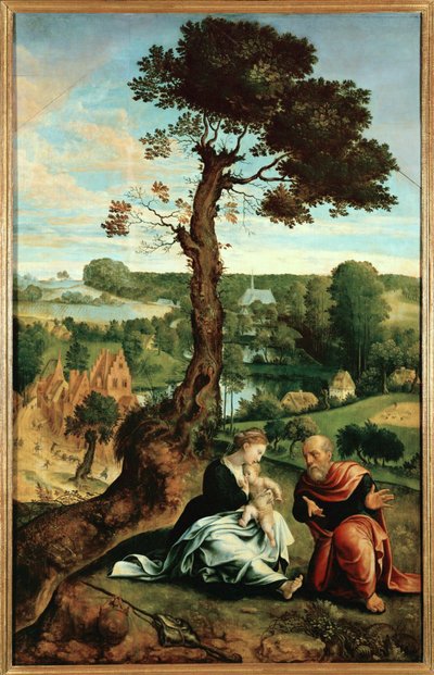 Ruhe auf der Flucht nach Ägypten von Pieter Coecke van Aelst