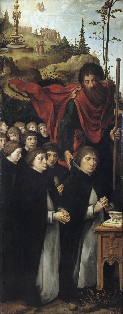Der Apostel Jakobus der Ältere mit Predigern, rechtes Panel des Jüngsten Gerichts Triptychons von Pieter Coecke van Aelst