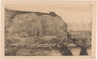 Bauernhof mit Heuschobern am Jaagpad in Amsterdam von Pieter Dupont (signed by artist)