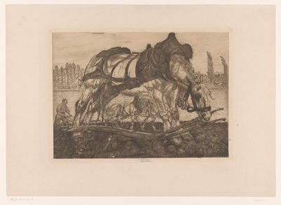 Pflugpferd an den Ufern der Seine von Pieter Dupont (signed by artist)