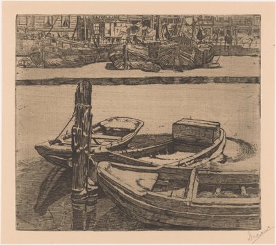 Schiffe im Damrak in Amsterdam von Pieter Dupont (signed by artist)