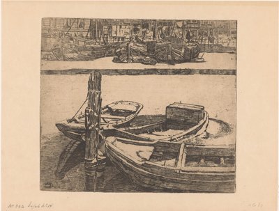 Schiffe im Damrak in Amsterdam von Pieter Dupont (signed by artist)