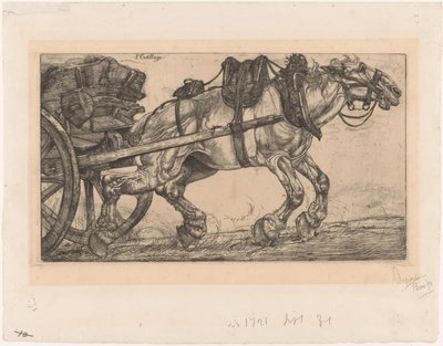 Zugpferd vor einem Wagen von Pieter Dupont (signed by artist)
