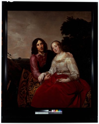 Ein Hochzeitsbildnis eines jungen Paares in einer Landschaft von Pieter Fransz. de Grebber
