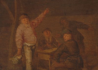Bauern trinken in einer Scheune von Pieter Hermansz. Verelst