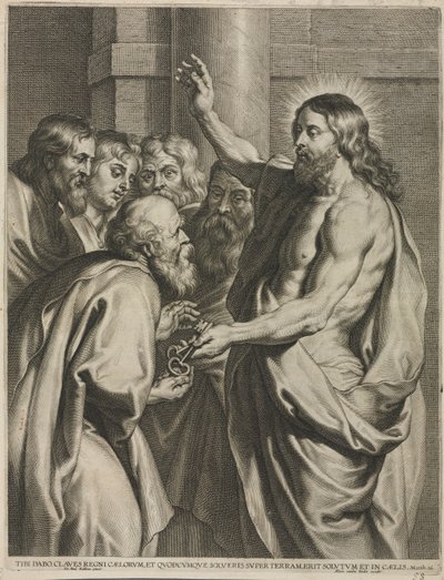 Christus übergibt Petrus die Schlüssel von Pieter I de Jode